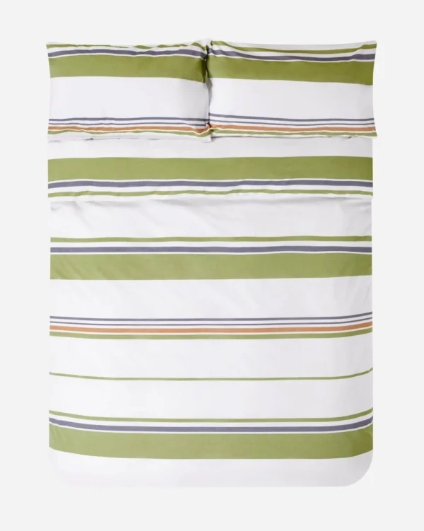Jasper Conran Multi Stripe Percale Pillow Case Spinach Sudan Peacoat Stripe Shop